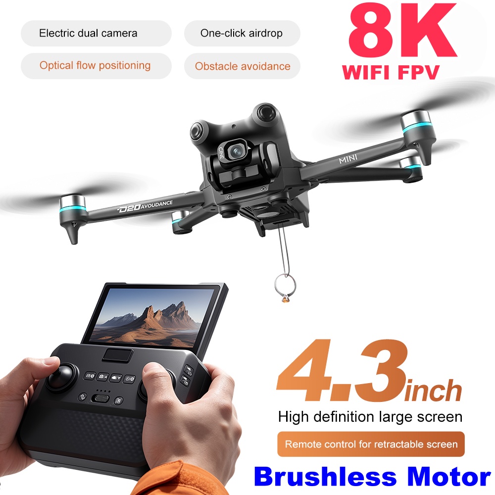Fpv Brushless Rc Drone 4K - Drone com Tela e Câmeras Duplas,
