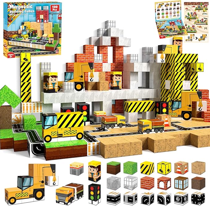 Magnetic Building Tiles Set 100Pcs - 100 blocos magnéticos dos pces, brinquedos