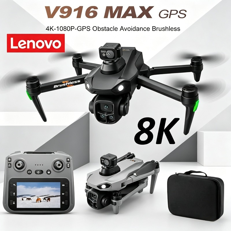 Fpv Brushless Rc Drone 4K - Drone Profissional Lenovo V916MAX 8K HD