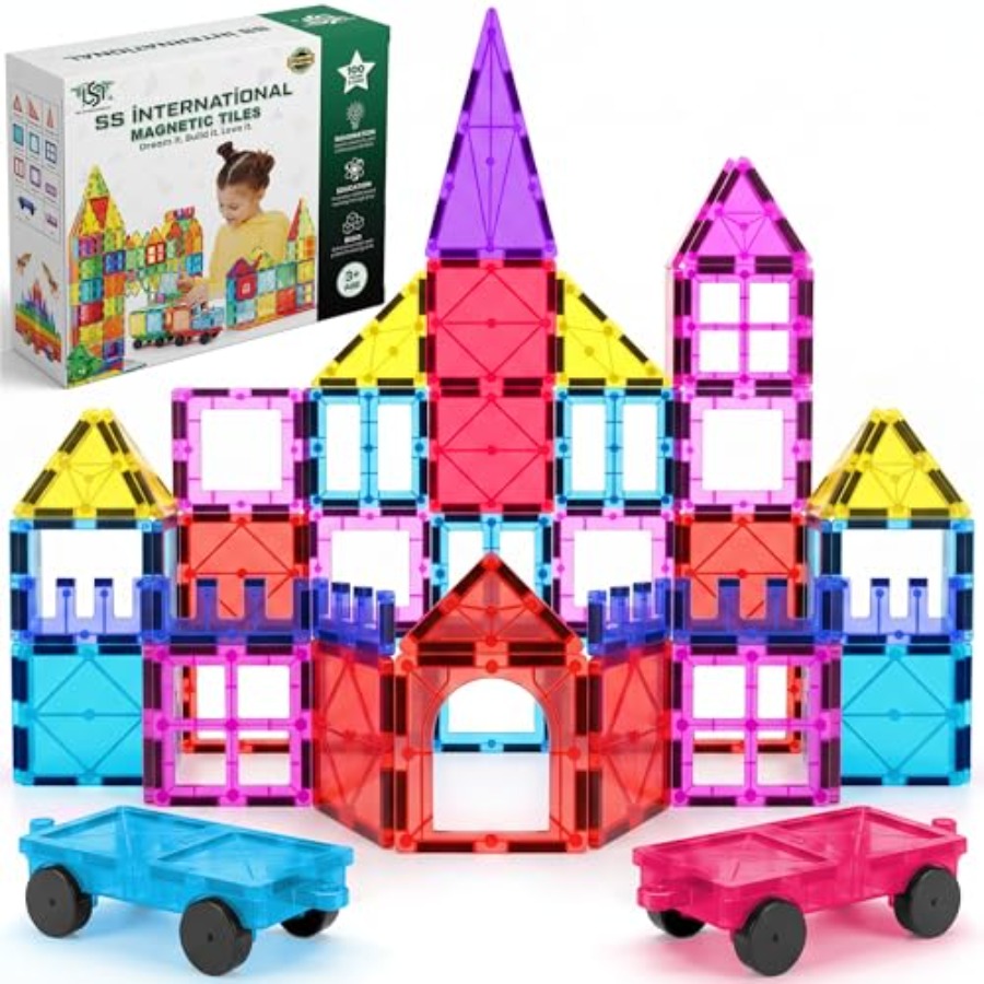 Magnetic Building Tiles Set 100Pcs - Conjunto de Construção com Blocos Magnéticos