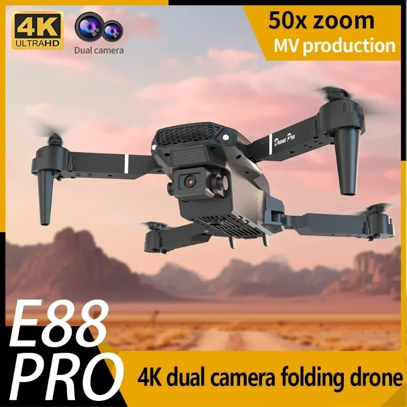 Fpv Brushless Rc Drone 4K - Mini Drone E88 com Câmera 4K