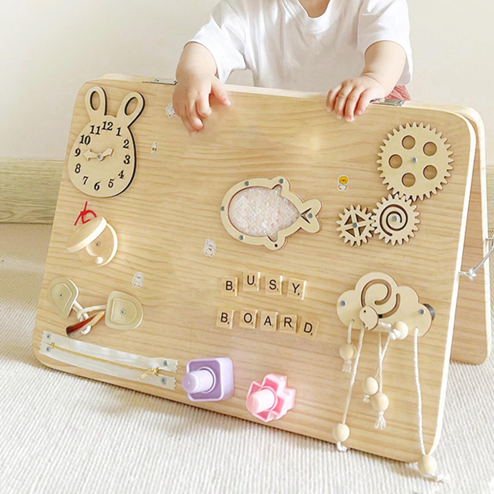 Montessori Wooden Busy Board Toddler - Quebra-Cabeça de Madeira Montessori: Kit Educacional