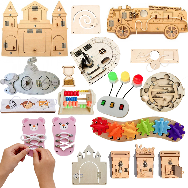 Montessori Wooden Busy Board Toddler - DIY Montessori Busy Board: Acessórios de