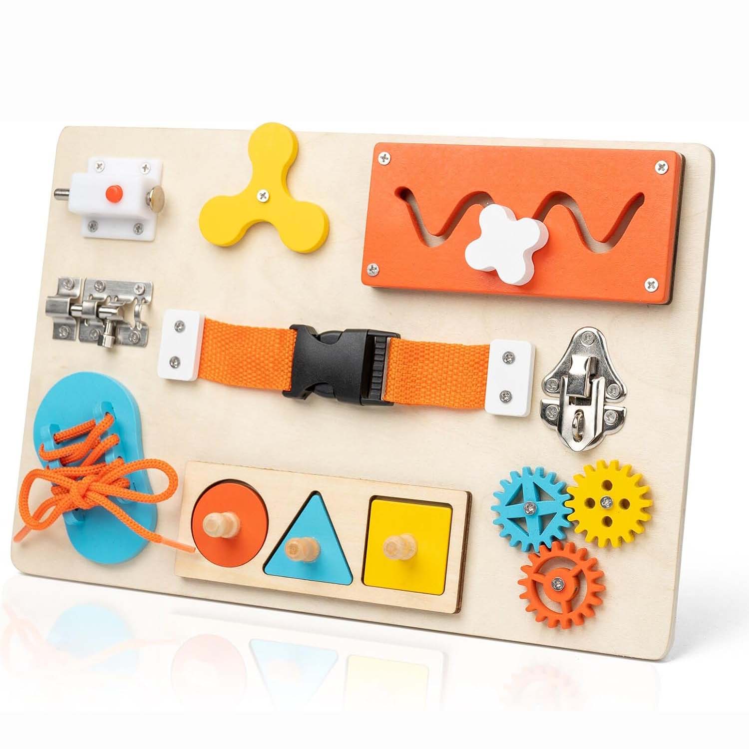 Montessori Wooden Busy Board Toddler - Placa ocupada montessori para crianças, placa