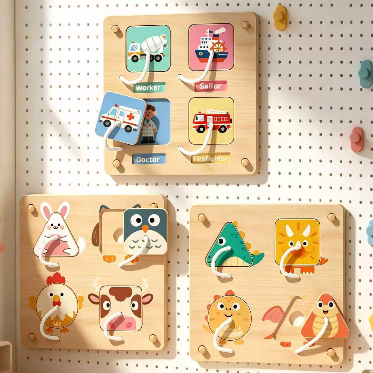 Montessori Wooden Busy Board Toddler - Acessórios DIY para Quadro de Atividades
