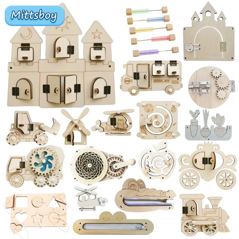 Montessori Wooden Busy Board Toddler - Montessori ocupado placa diy acessórios de