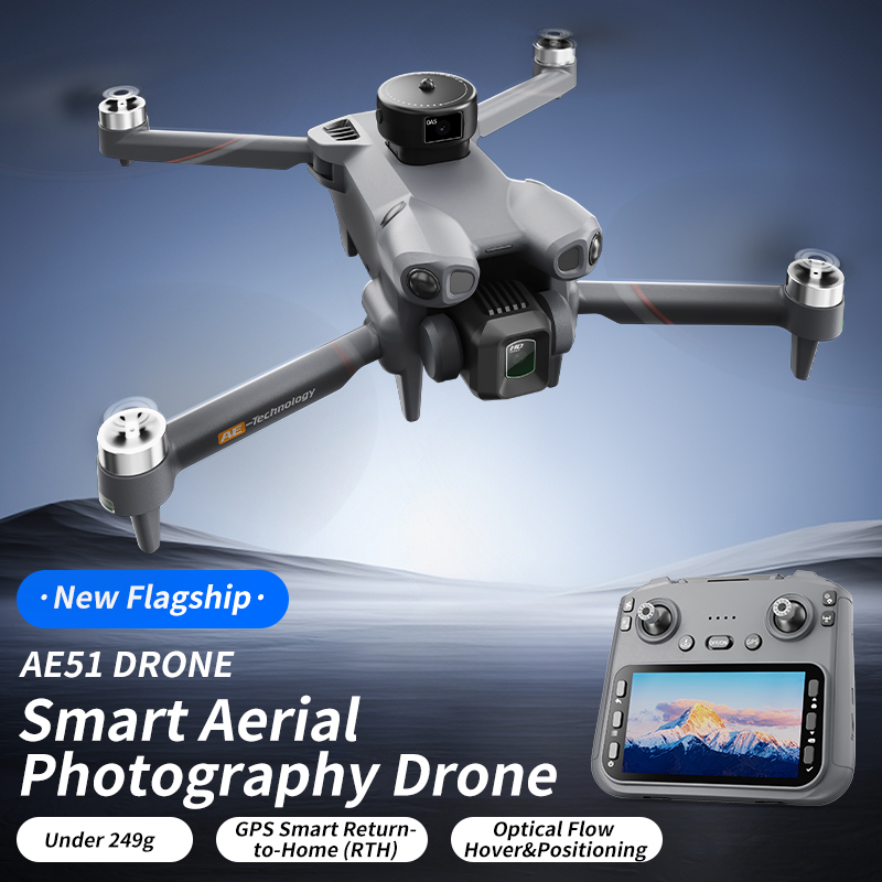 Fpv Brushless Rc Drone 4K - Drone RC Dobrável AE51 com GPS,