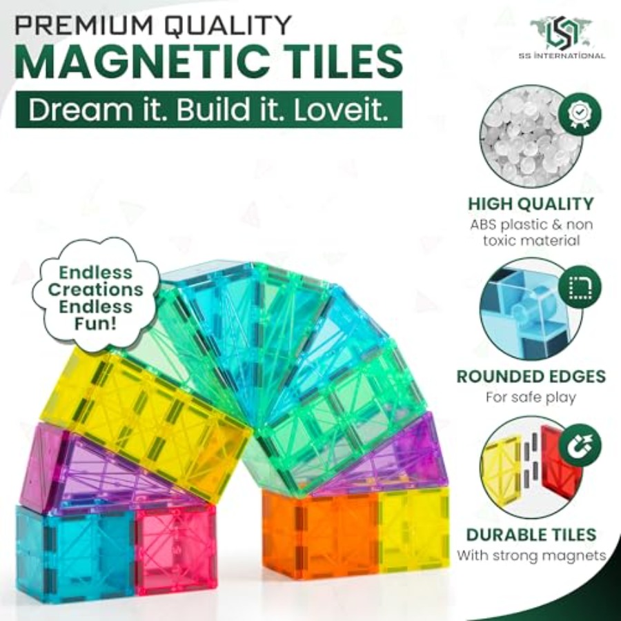 Conjunto de Construção com Blo - Magnetic Building Tiles Set 100Pcs avaliação e preço