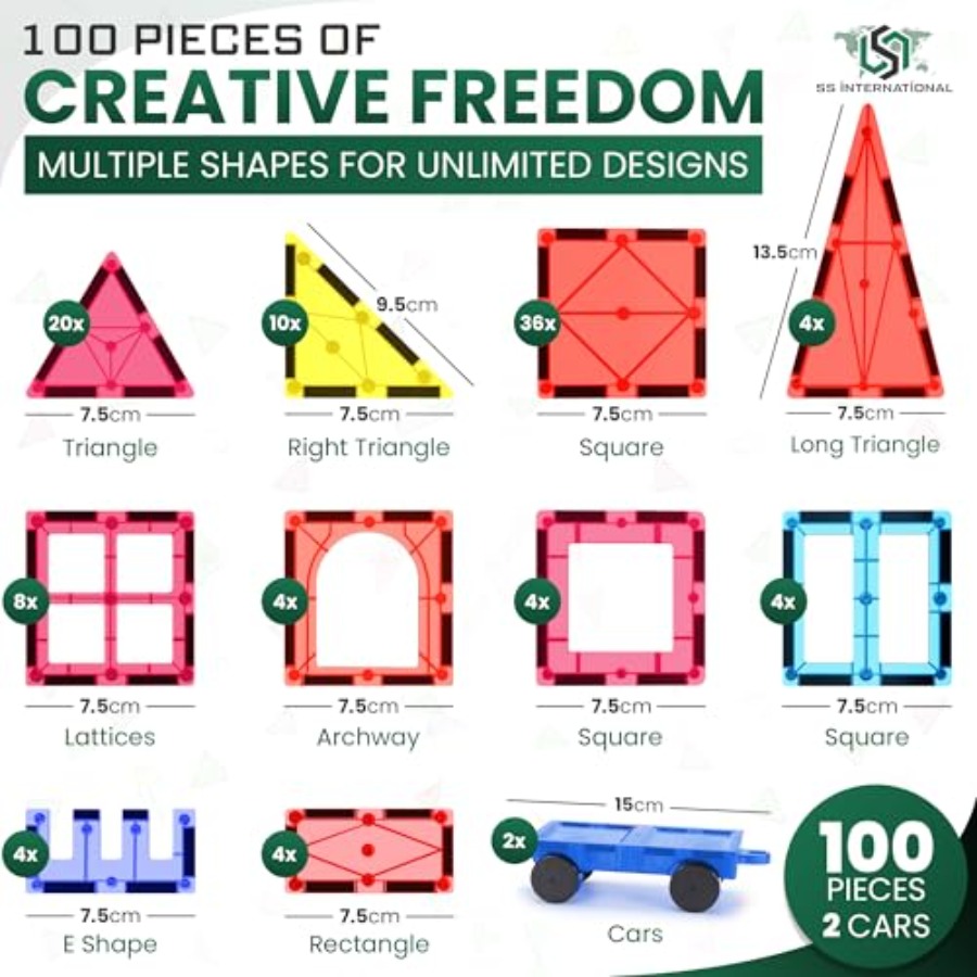 Conjunto de Construção com Blo - Magnetic Building Tiles Set 100Pcs avaliação e preço