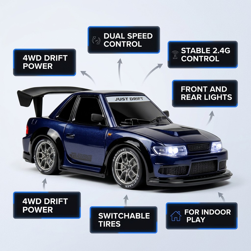 NOVO Carro de Drift RC S60, Es - Rc Drift Car 1 24 Scale 4Wd avaliação e preço