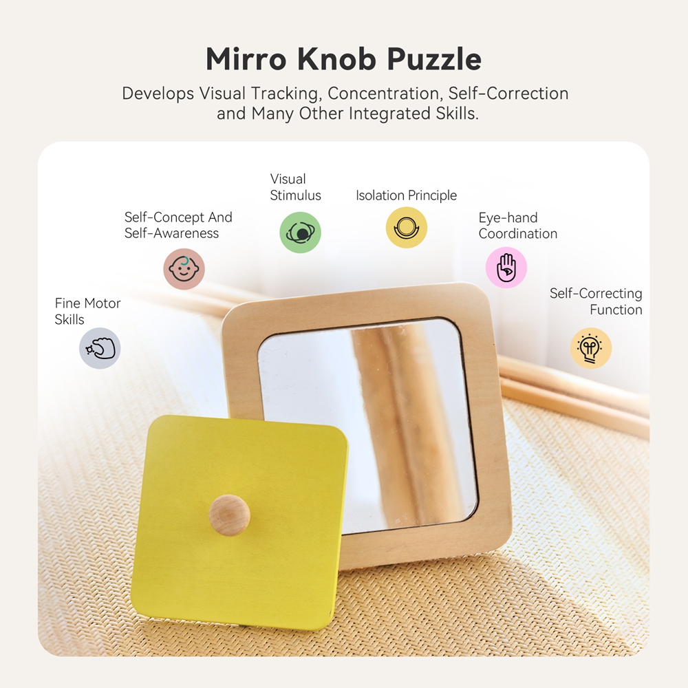 Quebra-Cabeça de Espelho de Ma - Montessori Wooden Busy Board Toddler avaliação e preço
