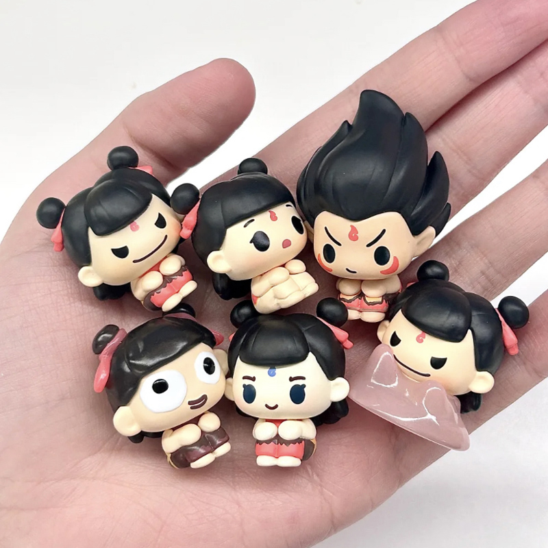 Ne zha 2 sentar em uma linha s - Anime Action Figure Blind Box avaliação e preço