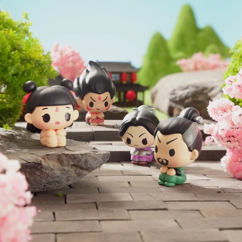Ne zha 2 sentar em uma linha s - Anime Action Figure Blind Box avaliação e preço