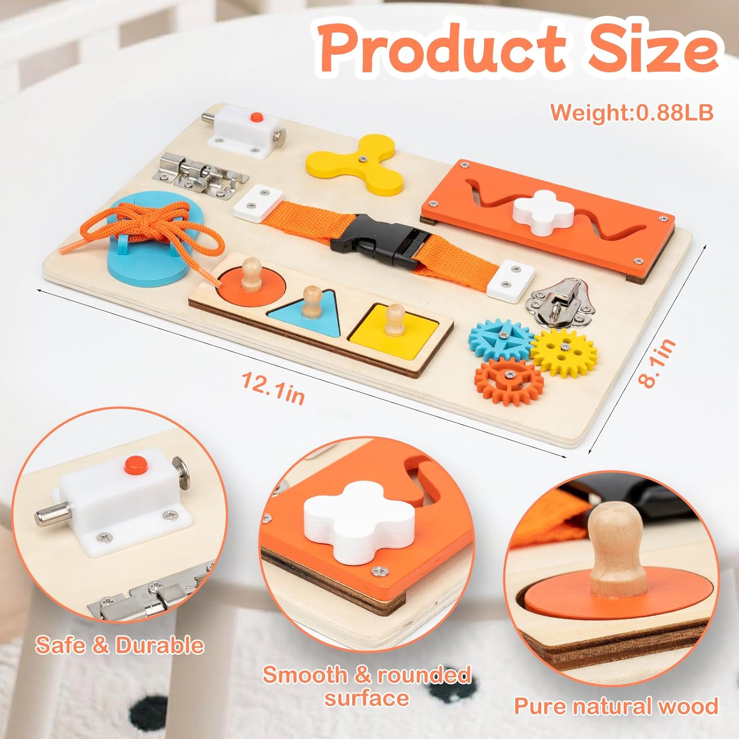 Placa ocupada montessori para  - Montessori Wooden Busy Board Toddler avaliação e preço