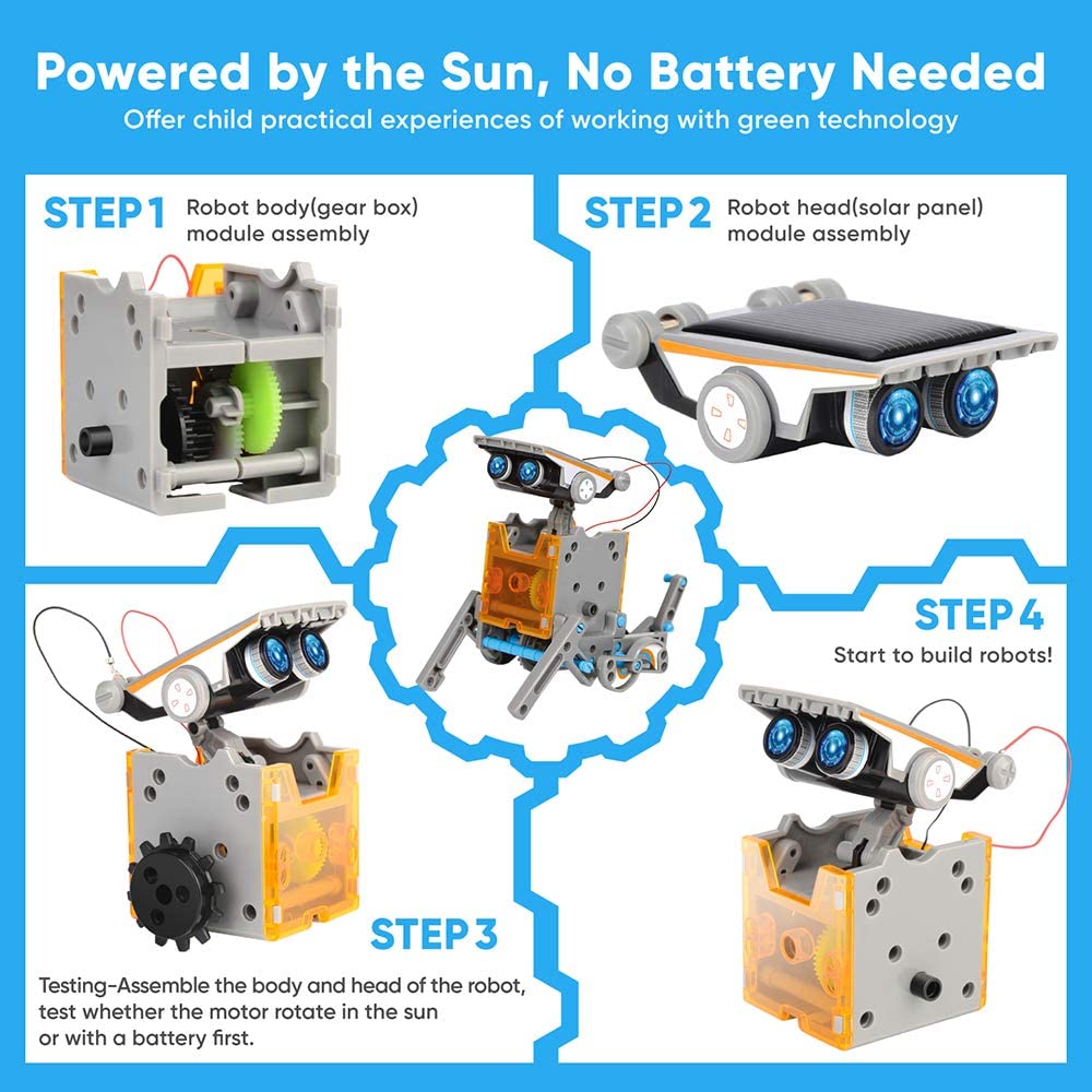 Stem 13 em 1 educação robô sol - Stem Solar Robot Kit For Kids avaliação e preço