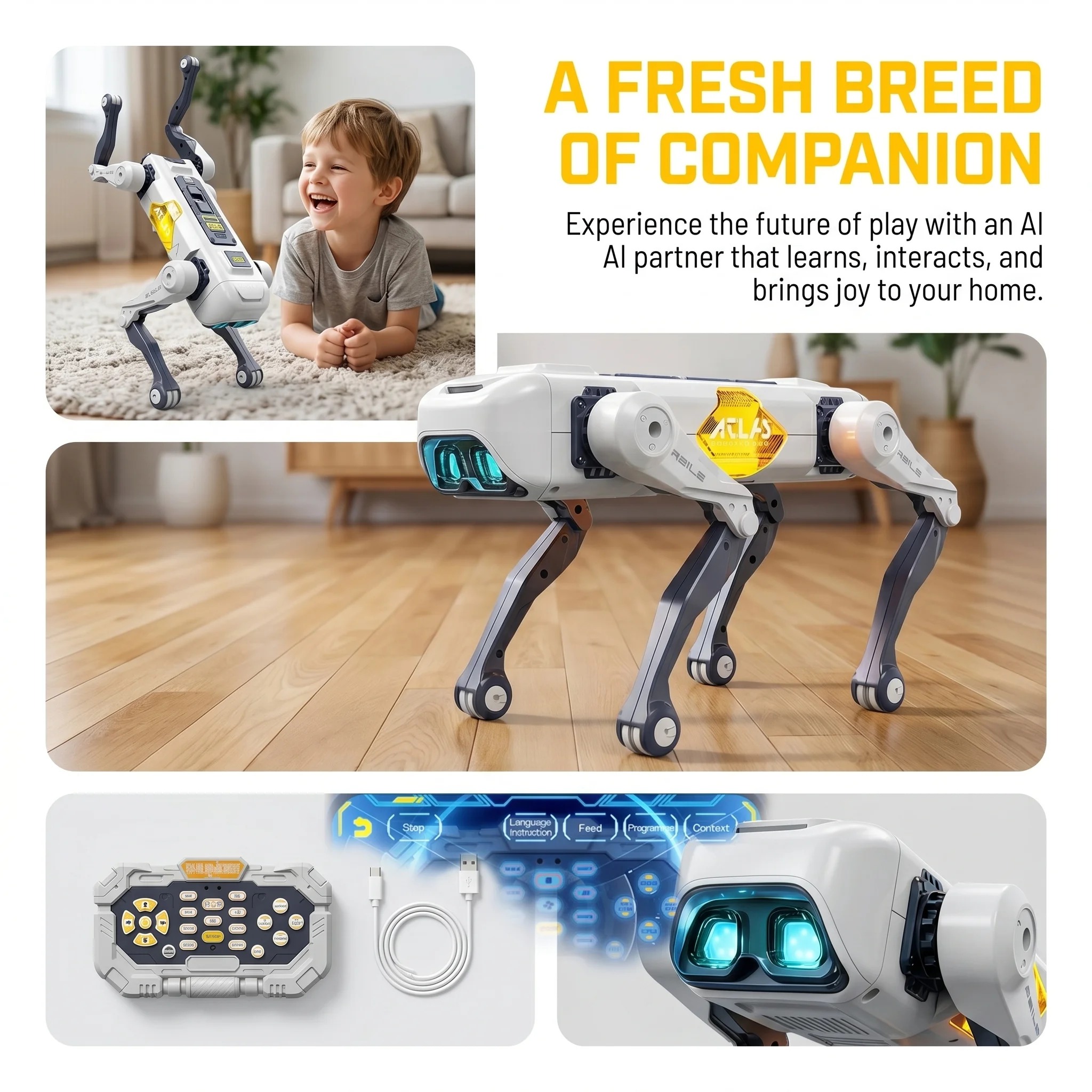 Cão Robô Inteligente com IA, C - Remote Control Toys avaliação e preço