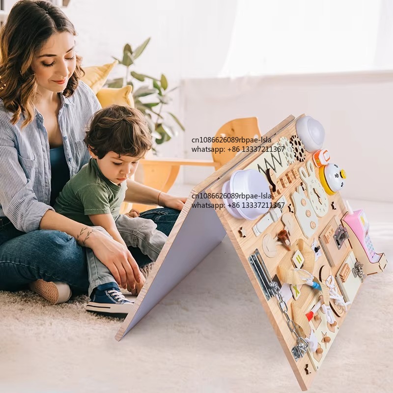 Brinquedo Sensorial de Madeira - Montessori Wooden Busy Board Toddler avaliação e preço
